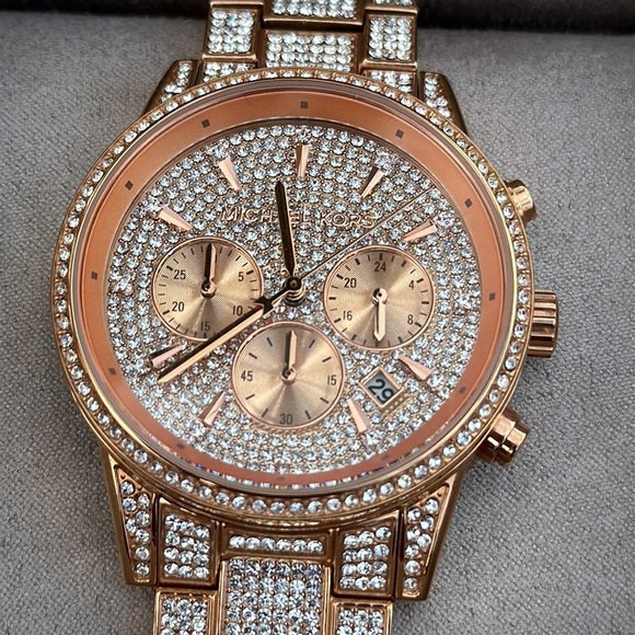 Michael Kors Ritz Pavé Rose Gold-Tone Watch - Picture 3 of 11